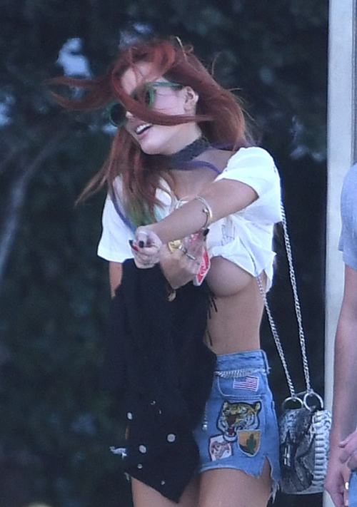 Bella Thorne (Singer/Actress) showing under boob in Miami (December 2016)