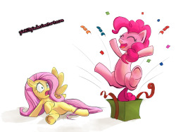 rarishypie:  Surprise Fluttershy ! by =Pinki3pie  x3