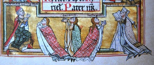 Hermann of Thuringia and his wife Sophia of Wittelsbach from the Elisabethpsalter, 13th century