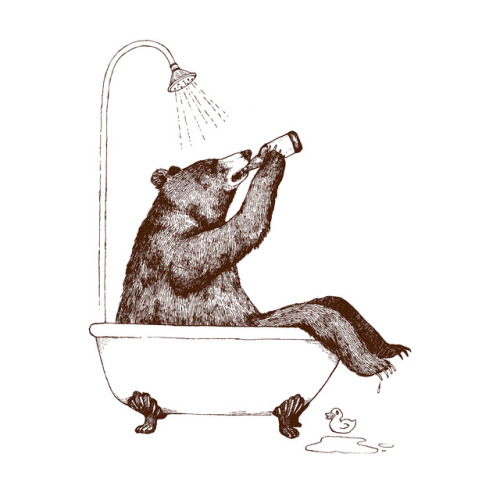 Shower Beer (Bear) illustration for Liquid Legacy Clothing