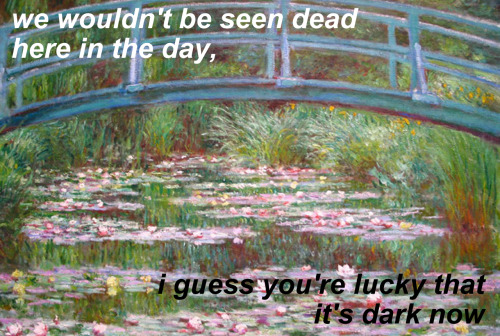 Text: White Teeth Teens - LordeImage: The Japanese Footbridge - Claude Monet