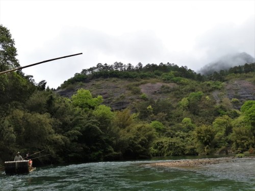 Rafting along the nine-bend river at Mount Wuyi, Fujian