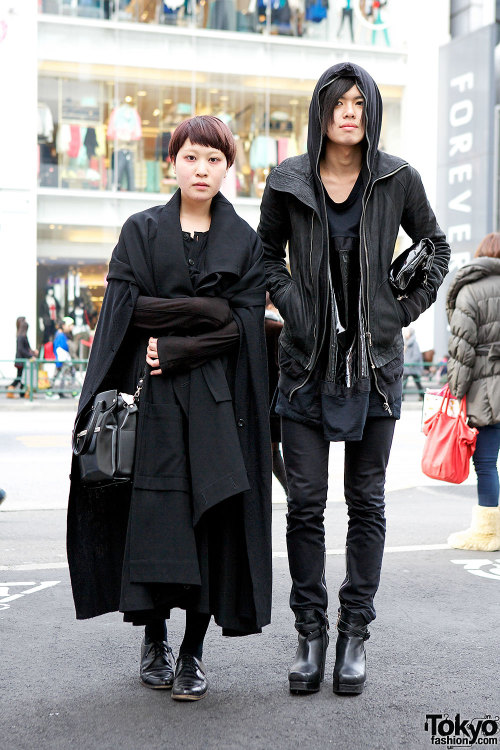 Cool all-black looks in Harajuku w/ Limi Feu, Monomania, Comme des Garcons &amp; Rick Owens.