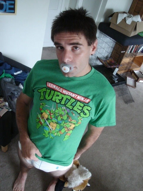 littlebabydee:  Daddy bought me another surprise gift… a classic Ninja Turtle shirt!