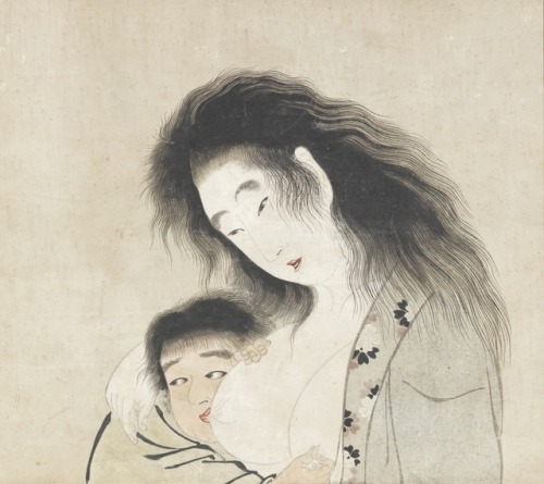 amare-habeo:Kitagawa Utamaro (Japanese, 1753 - 1806) A study for “Yamauba breast-feeding Kintaro”, 1