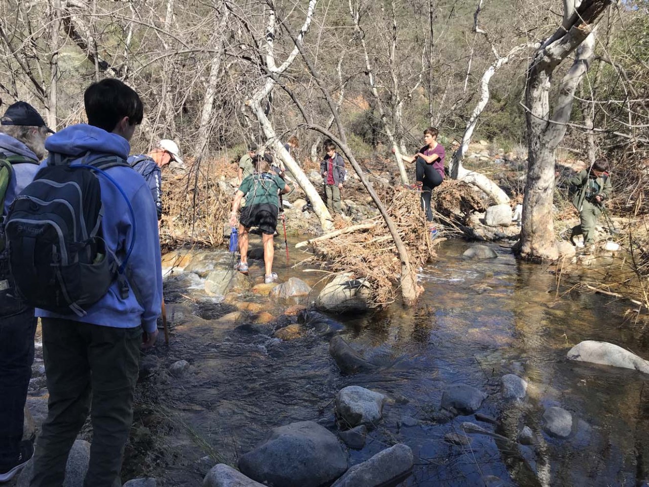 In January, 41 Scouts and Scouters from Troop 318B/G hiked 5 miles to Fisherman’s Camp and Tenaja Falls in the San Mateo Canyon Wilderness!