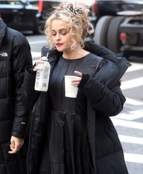 welovehbc:Helena Bonham Carter, New York City ft. drinks.She look’s so happy and content in th