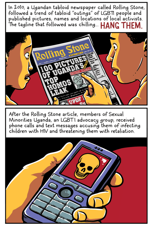 whatkierensays:  andywarnercomics:  I’m reblogging this because yesterday Ugandan President Yoweri Museveni signed the anti-gay bill I talked about in this comic into law. This bill includes LIFE IMPRISONMENT for gay sex. It includes LIFE IMPRISONMENT
