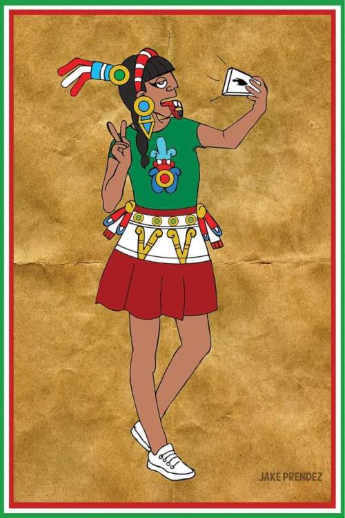 chicanxarthistorian: Aztec selfie by Jake Prendezwww.jakeprendez.com