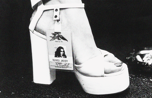 biancajaggers:  Bianca Jagger in the backstage of a Rolling Stones concert during