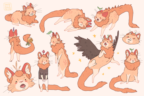 some drawings for my friend @nepetea /@teascraps of her fursona, tea!