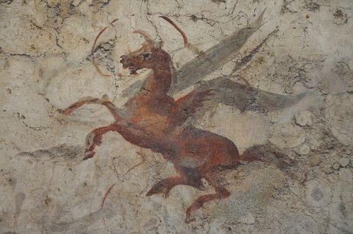 Pegasus.  Roman fresco of the 2nd cent. CE, artist unknown.  Now in the National Museum of Rome - Pa