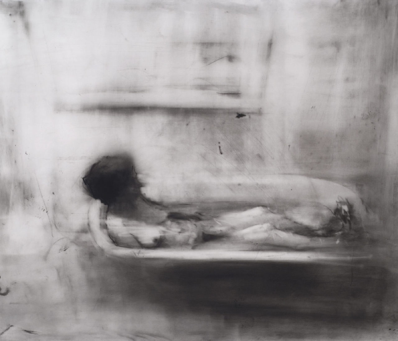 poeticasvisuais:   Sophie Jodoin - Bathroom Scene Study , 2007, Conte on Mylar  