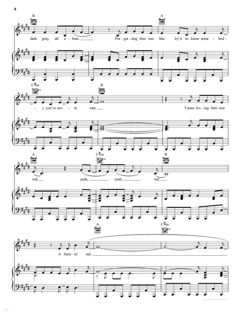 Red - Taylor SwiftDownload the PDF here  / entire album songbook for ‘Red’ here
