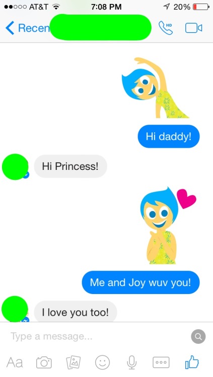 Look! Facebook has “Inside Out” stickers! I love sending them to daddykins.