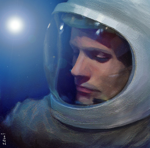 laniferous-e: First Man on the Moon (mixed media) Spaceplasma
