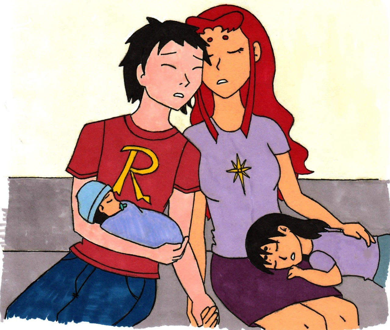 Starfire And Robin Have A Baby