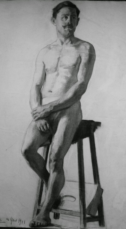 tumbllrkilledmyartblog:  Unknown artist-Academic nude study - 1911