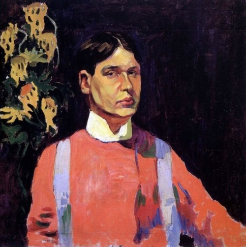 terminusantequem:Aristarkh Lentulov (Russian, 1882-1943), Self-Portrait in Red, 1913. Oil on canvas