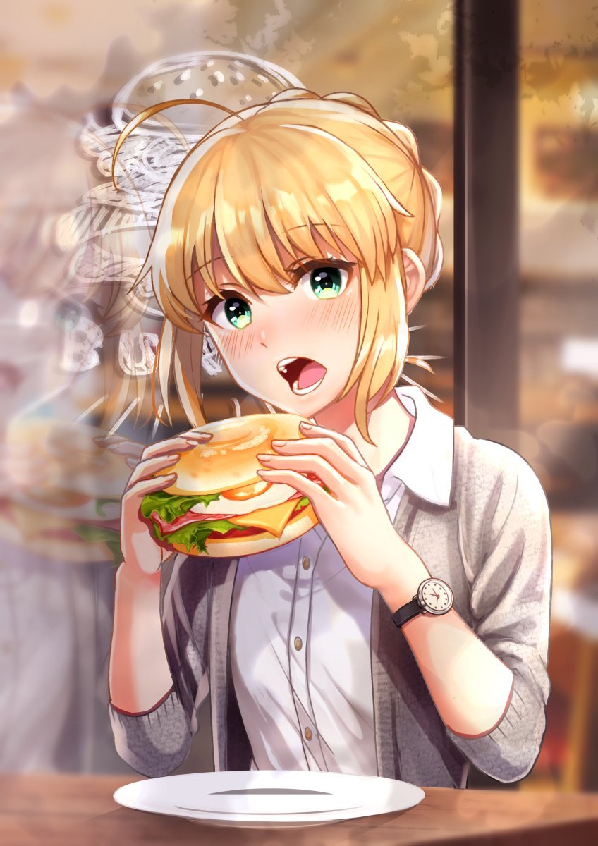 ANIME GIRLS EATING BURGERS   httpstwittercomkuttarostatus9909257791050342