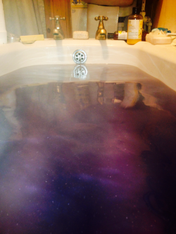discount-transorbital-lobotomy:sestra-act:  sestra-act:  This was an amazing space witch bath omg  i had this bathbomb in my house for like 3 weeks because it was too pretty to use but then i did and it was worth it.  omgggggg 