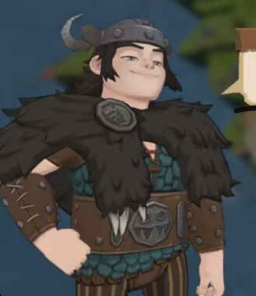 a game model of Snotlout in his HTTYD2 design, with a smug expression.