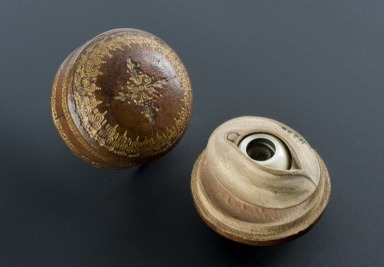 This model of the eye is made from horn, ivory, wood and glass. The glass is used