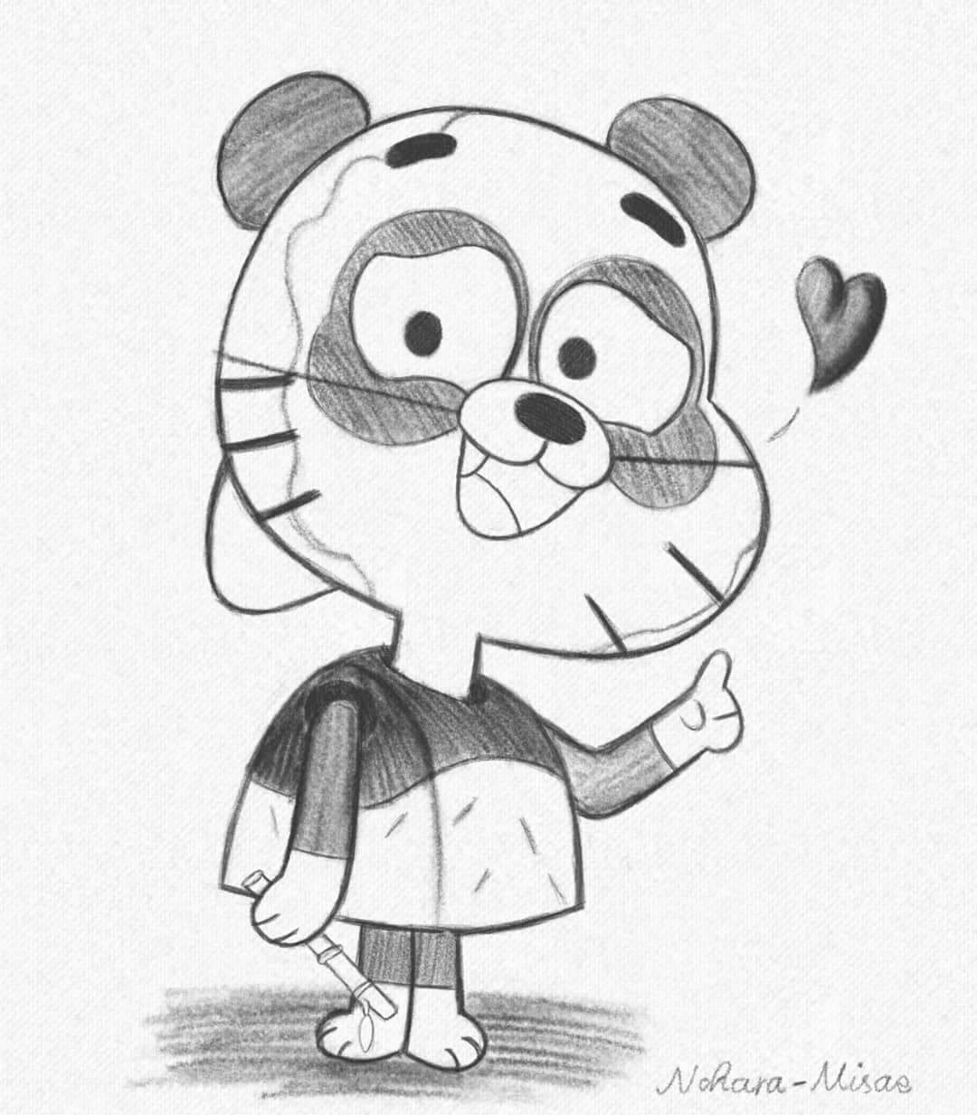 Tawog Drawing Gumball In His Panda Costume From The Awareness Tawog Drawing Gumball In His Panda Costume From The Awareness