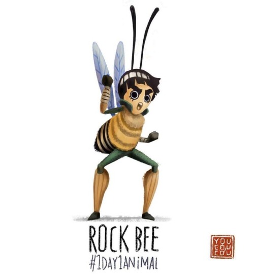 Rock bee, pour le #1day1animal du jour. #1day1drawing #naruto #childrenillustration #rocklee #bee #f