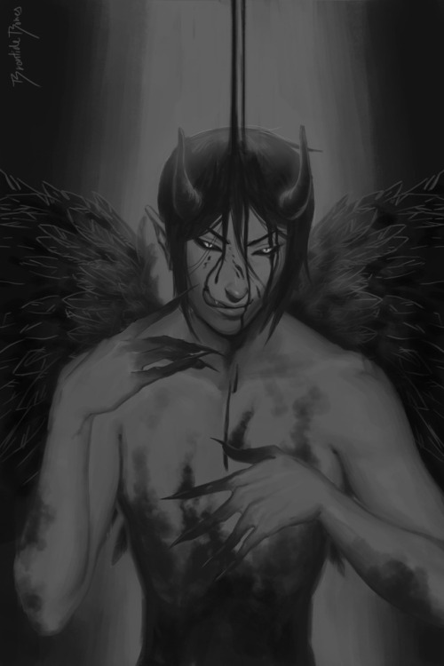 brontidebones:Demon!SebastianSebastian’s demon form. This was a monochrome commission for an a