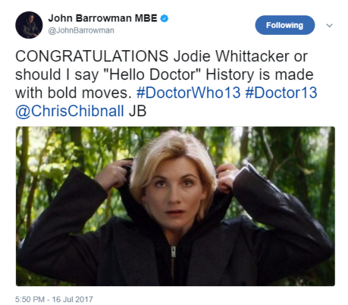 regenerationofthedoctor:Previous Doctor Who companions’ reactions to the 13th Doctor anno