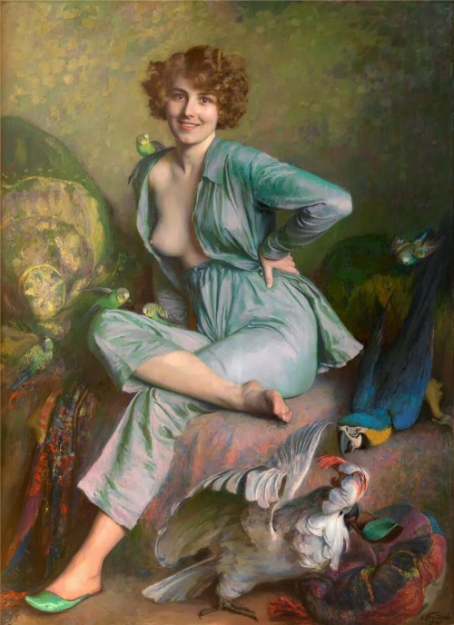 justineportraits:  Emile Friant     Les Oiseaux familiers   1921