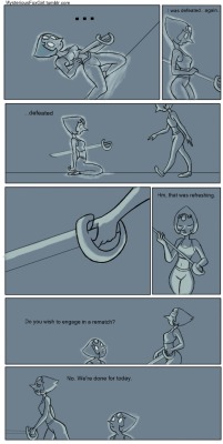 mysteriousfoxgirl:  HoloxPearl pg 1 here it is! Ugh, I hate the way it came out. Its not what I imagined but at least I got it drawn. I hope you guys like it. It’ll take a while for the other pages. I’m freakin all drawn out now. Hm, I might write