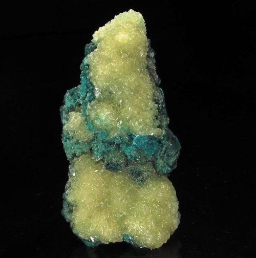 Chrysocolla with Quartz and Yellow Calcite - Cobreña Mine, Peru