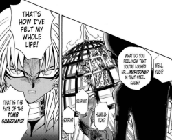 tastemysteelkatana:  This is the scene where Marik became my favorite character. I can’t even find the words to explain why. We all come to terms with things in our own way. Freedom is never that easy, is it? 