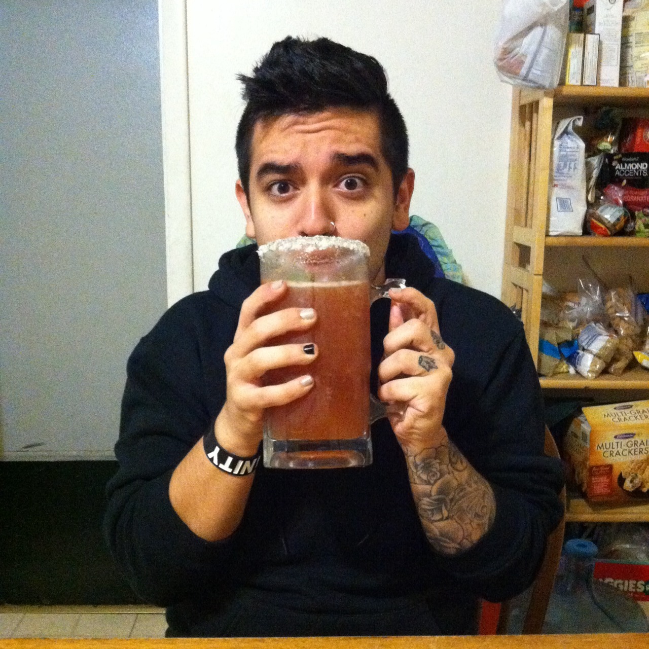 dropalexdead:I love my boyfriend so much… Even though he makes me drink his scary