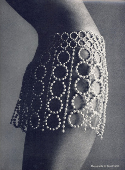 shopjjdr:  Pearls. The Why. The where. And the How. | Photographed by Hans Feurer for Queen Magazine, July 1969.