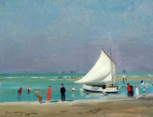 The White Sail    -   Jean Avy ,1916British, 1871–1941Oil on canvas, 25.7 x  33.6 cm