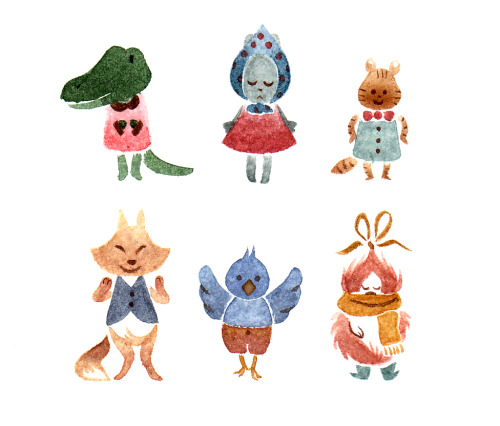 hugbox:Teeny watercolor animals~