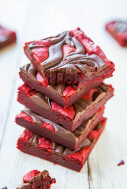 bakeddd:  red velvet chocolate-swirled brownie