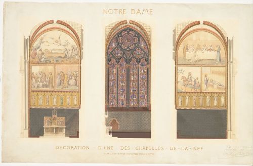 notredamedaily:Notre-Dame cathedral. Plan for the renovation of a chapel in the nave.Drawings by Eug