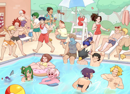 Class 1-A having fun at the pool for the My Hero Summer and Sun Zine! This feels a little strange to