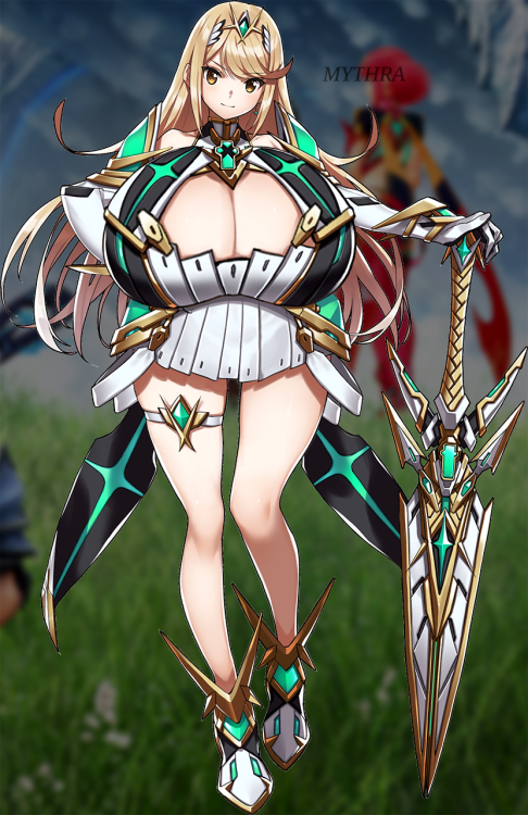 realthiccerwaifus: Super busty Mythra - Xenoblade  Request from Discord: discord.gg/jYNNp5E