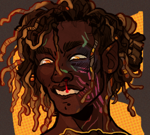 anonbeadraws:character sheet and icon of Dormin the earth genasi for @mad-phlegmatic, i love his sca