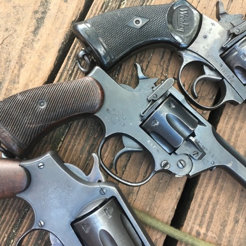 Some British WWII revolvers. Albion and Enfield No2Mk1 and a Webley revolver as well as a Smith and 