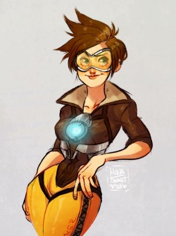 maliadoodles:  Even though I have yet to formally play Overwatch, I can easily say that I have so much love for Tracers design!! Ugh so much fun to draw, even though I simplified her outfit a bit– still, what a blast! 