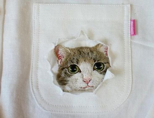 wantgarments:Embroidered Cat Shirts By Hiroko Kubota