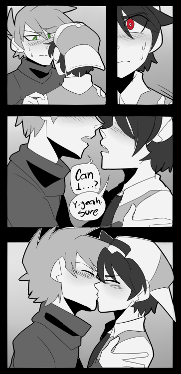 saky-rain: Day 2: Kiss  Sorry, i love drawing this kind of fluffy stuff. Btw, maybe a needed another panel…welp. 