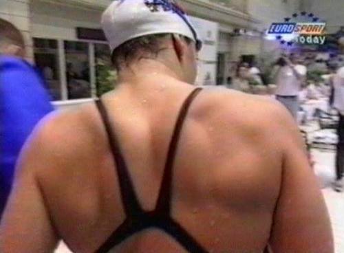From my archives of the 90s: Brooad shoulders of german swimmer Sandra Völker, 180 cm
