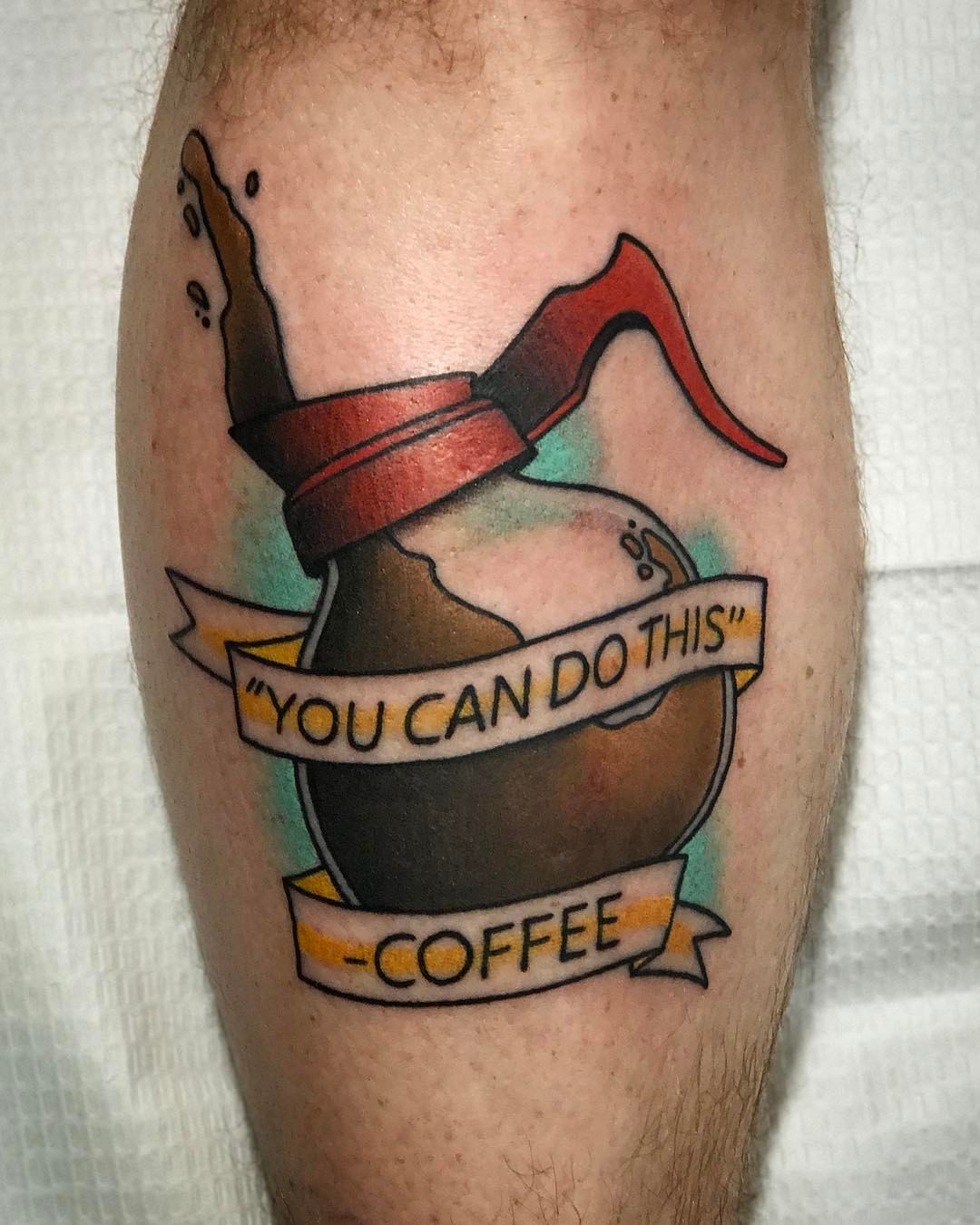 fourthkindillustration: Pot o’ coffee on Steven’s shin ☕️ #pcrumptattoos